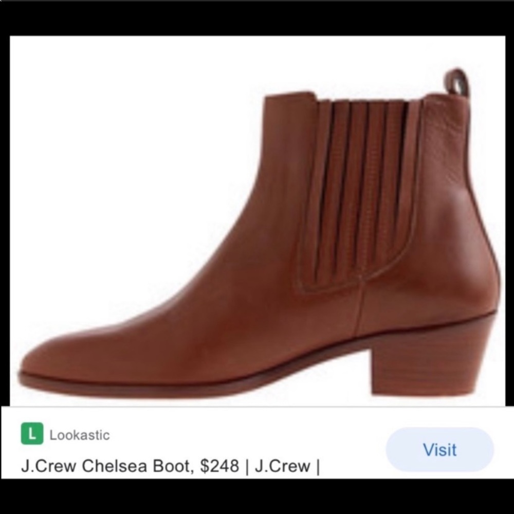 J. Crew 8 Chelsea cognac brown leather ankle boot